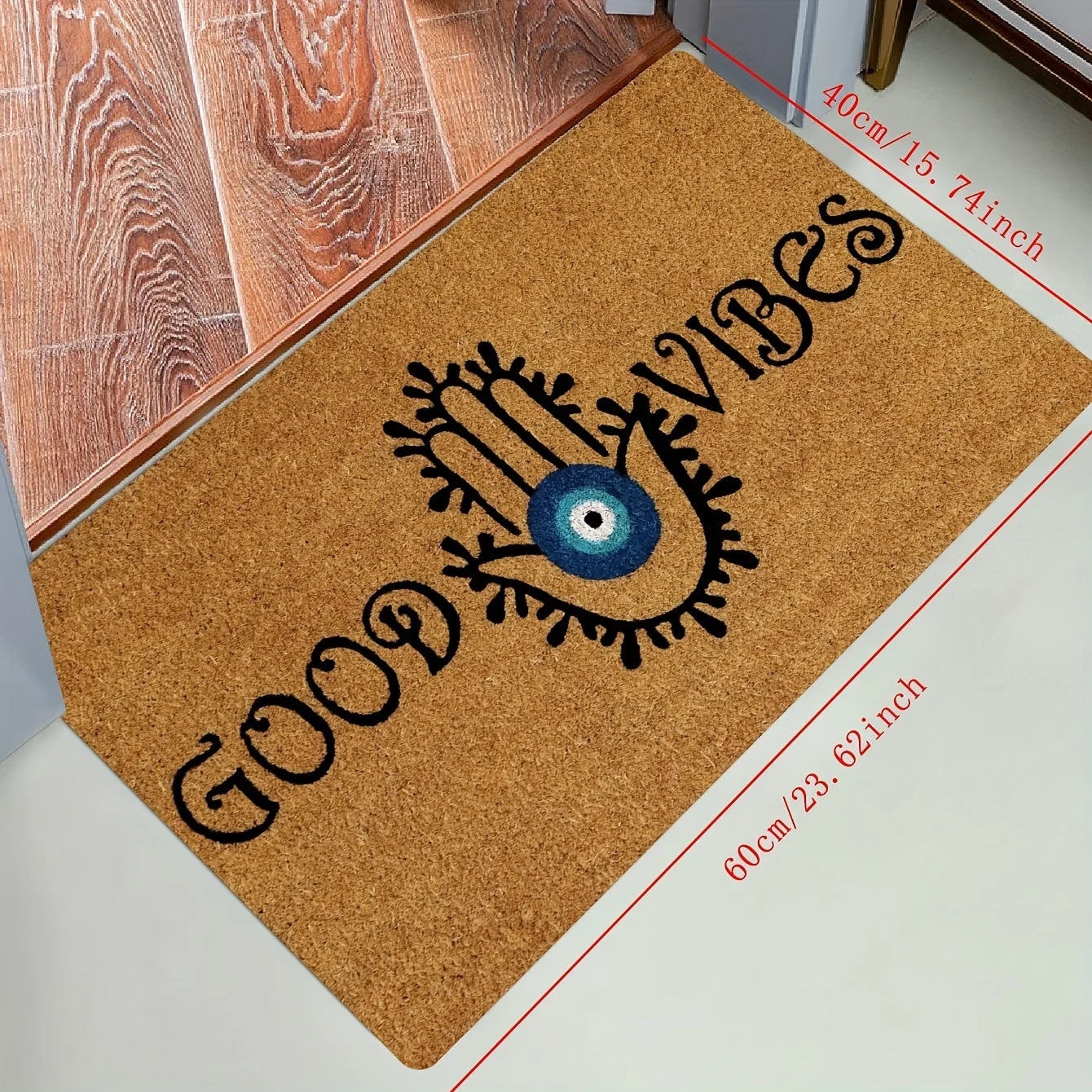 Navak Carpet 1 Piece of Evil Eye Welcome Doormat Anti Slip and Fouling Polyester Entrance Carpet Suitable for Indoor and Outdoor Felt Rug
