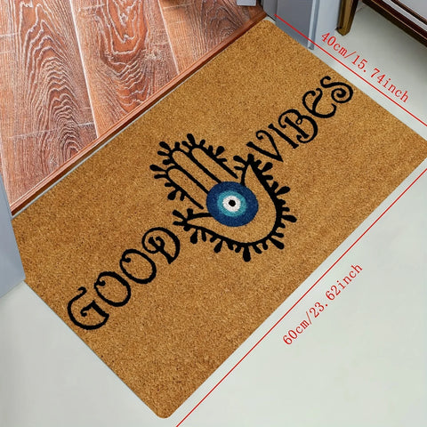 Navak Carpet 1 Piece of Evil Eye Welcome Doormat Anti Slip and Fouling Polyester Entrance Carpet Suitable for Indoor and Outdoor Felt Rug