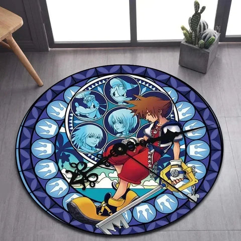 Navak Carpet Daily Picks DISNEY Kingdom Hearts Cartoon Pattern Area Rug Round Floor Mat Kid Living Room Carpet Bathroom Kitchen Doormat Decorate