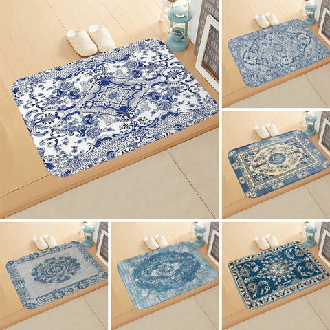 Navak Carpet Boho Persian Rug Pattern Kitchen Bath Entrance Door Mat Flannel Carpet Doormat Bedroom Mats Anti-Slip Absorbent Home Decor