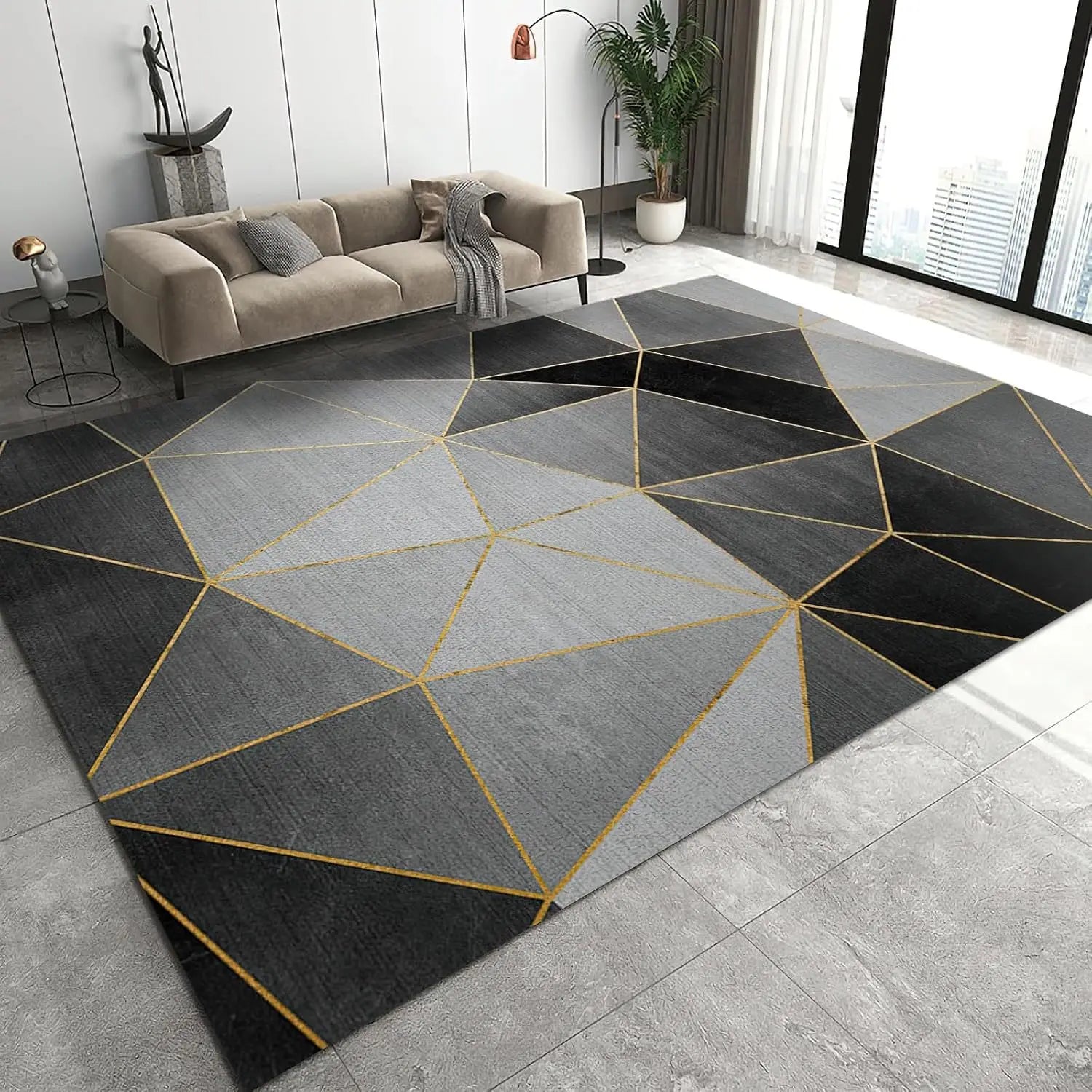 Navak Carpet Exclusive Picks Nordic Geometric Luxury Loop Pile Rug - Washable Mat for Hall, Airbnb, Bedroom, Office, Home Decor