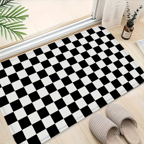 Navak Carpet Black White Check Kitchen Mat Home Decor Non-slip Hallway Balcony Rugs Laundry Rooms Entrance Door Mat Bathroom Foot Pad