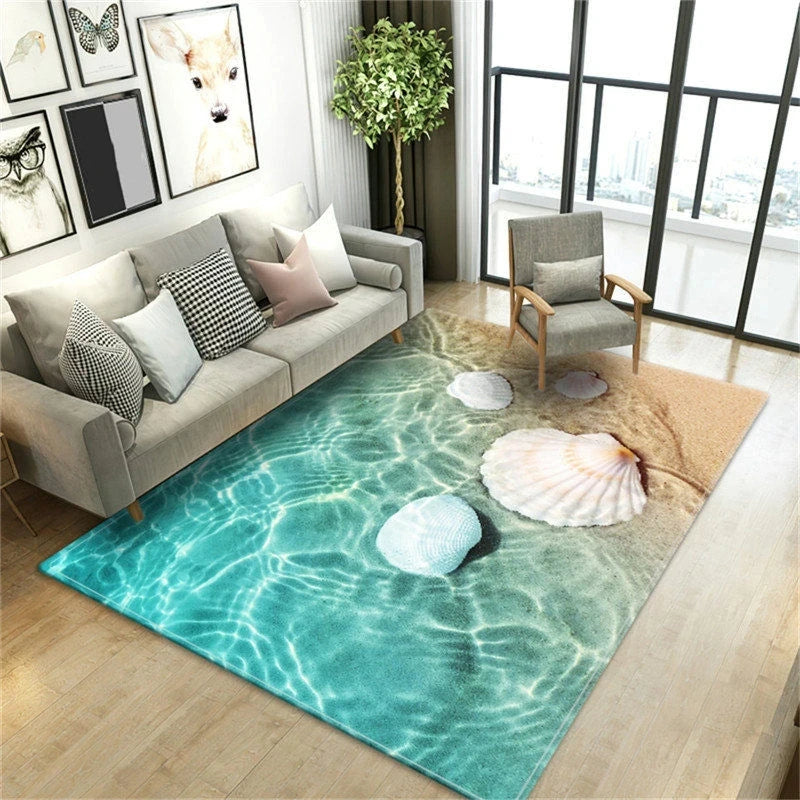 Navak Carpet Beach Waves 3D Printed Carpets for Living Room Kids Room Rug Kitchen Mat Floor Carpets Modern Entrance Mat Home Bathroom Rugs