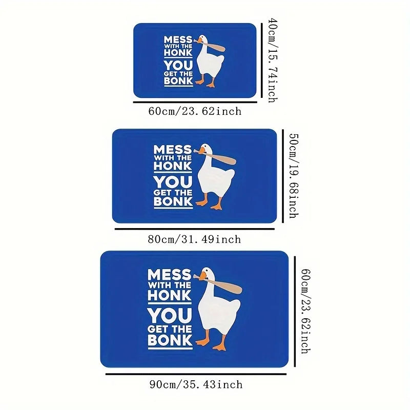 Navak Carpet Goose Game Style Non-Slip Polyester Doormat - "Mess with The Honk" Bath and Living Room Rug, Indoor/Outdoor Entryway Mat
