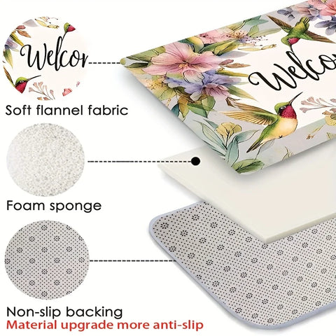 Navak Carpet 1pc Magpie Flower Fresh Doormat, Machine Washable, Polyester Fabric, Non-slip, Suitable for Bedroom Living Room Entrance