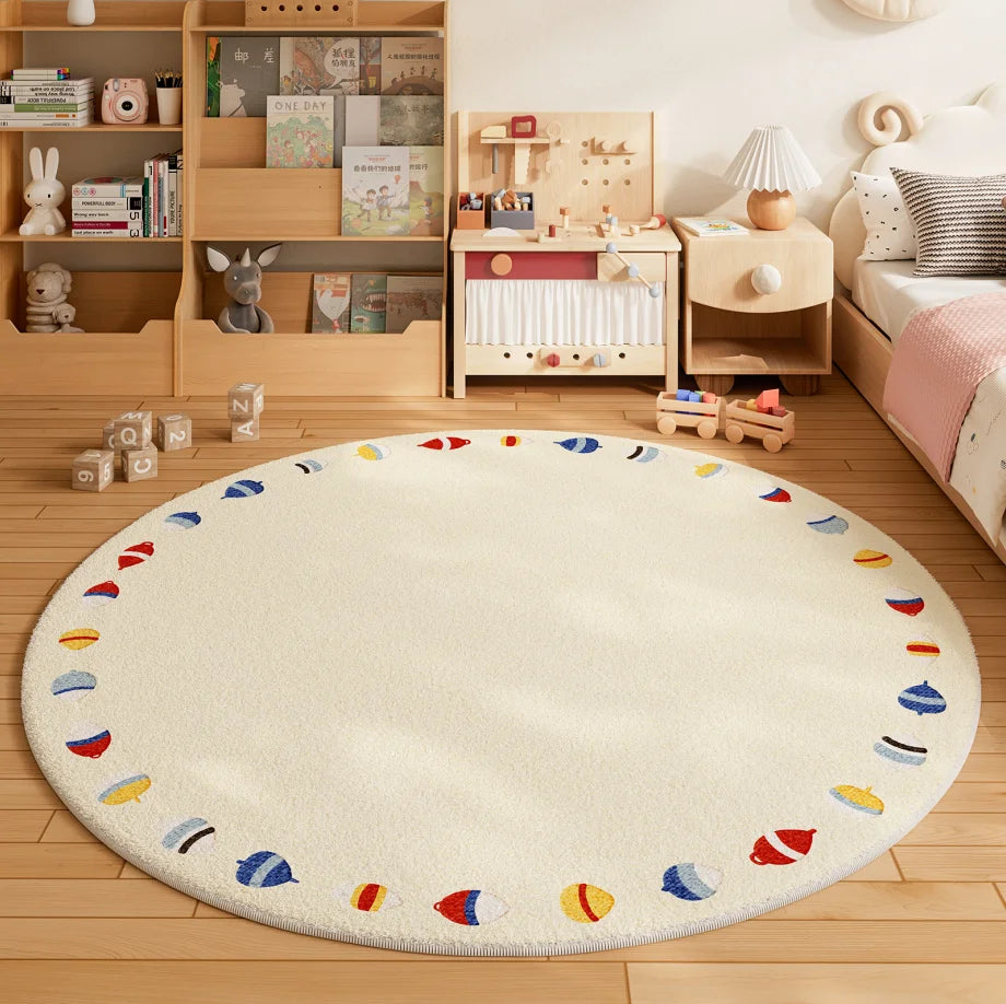 Navak Carpet  Cartoon Style Bedroom Decor Carpet Thickend Plush Children Floor Mat Fluffy Soft Round Rug Cute Patterns Carpets for Living Room