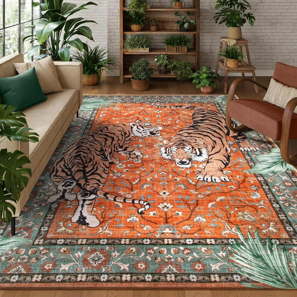 Navak Carpet Jungle Tiger Carpet for Living Room Decor Bedroom Bedside Soft Foot Rug Leisure Balcony Floor Mat Coffee Table Mat Doormat Gift