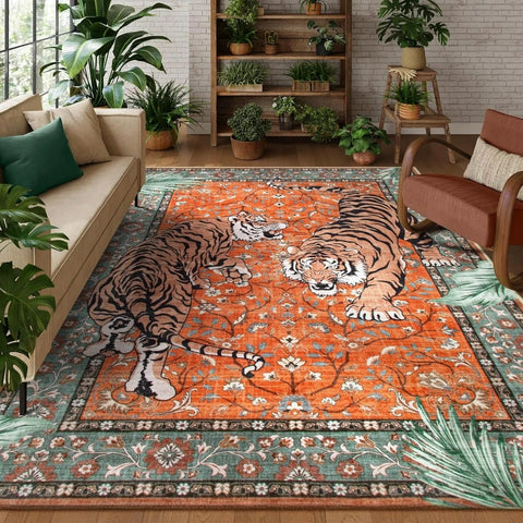 Navak Carpet Jungle Tiger Carpet for Living Room Decor Bedroom Bedside Soft Foot Rug Leisure Balcony Floor Mat Coffee Table Mat Doormat Gift