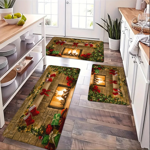 Navak Carpet Christmas Kitchen Bathroom Non-Slip Floor Mat Living Room Balcony Hallway Entrance Rug Bedroom Bedside Foot Mat Mas Home Decor