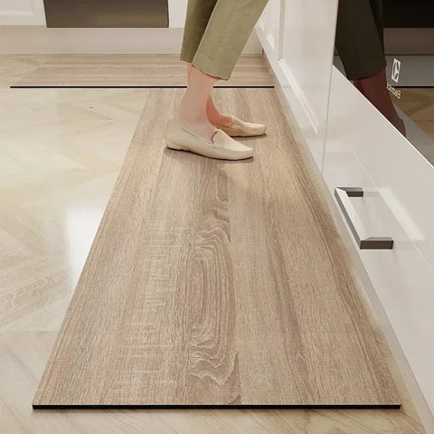 Navak Carpet Kitchen Floor Mat Waterproof Non-slip Vinyl Carpet Pvc Kitchen Leather Rug Cartoon Wood Grain Carpets Alfombras De Cocina 바닥매트