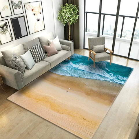 Navak Carpet Beach Waves 3D Printed Carpets for Living Room Kids Room Rug Kitchen Mat Floor Carpets Modern Entrance Mat Home Bathroom Rugs