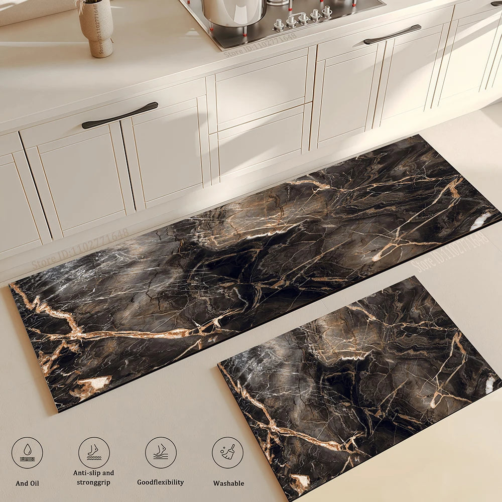 Navak Carpet Marble Kitchen Rug Hallway Entrance Doormat Home Living Room Children Bedroom Floor Decor Carpet Bathroom Door Non-Slip Foot Mat