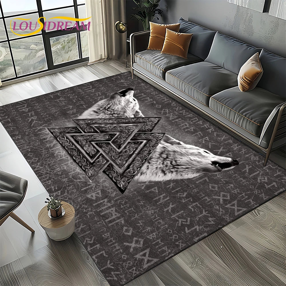 Navak Carpet Odin Viking Symbol Valknut Nordic Valhalla Carpet Rug for Living Room Bedroom Home Sofa Decoration,Area Rug Non-slip Floor Mat