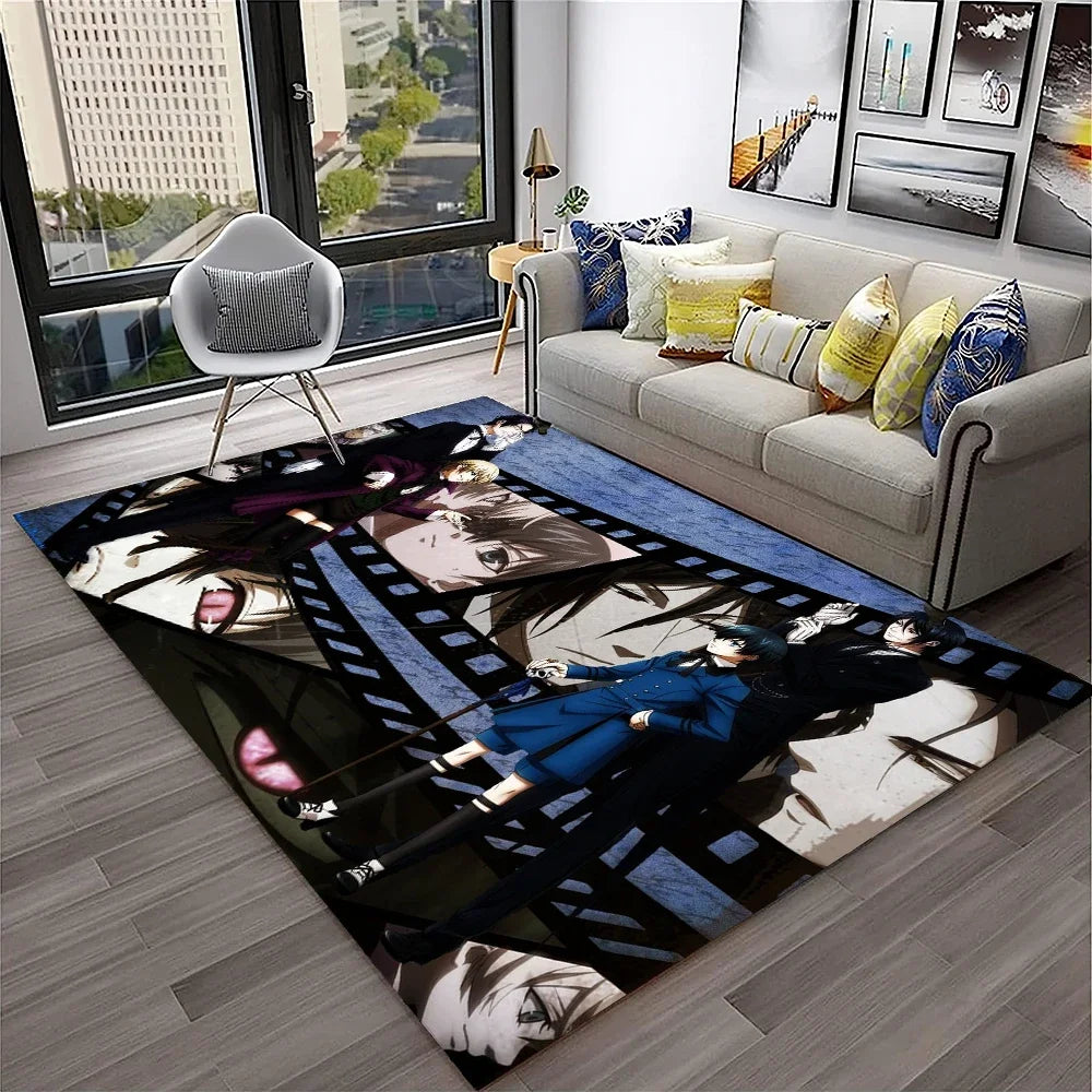 Navak Carpet 3D Anime Black Butler Cartoon Carpet Rug for Home Living Room Bedroom Sofa Doormat Decor,kids play Area Rug Non-slip Floor Mat