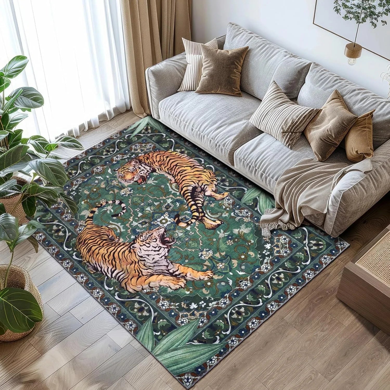 Navak Carpet Nordic Style Living Room Carpet Blue Tiger Print Bedroom Rugs Large Area Machine Washable Non-slip Coffee Table Mats Alfombra 러그