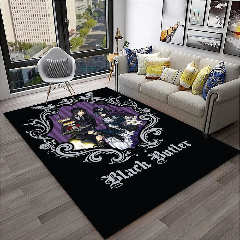 Navak Carpet 3D Anime Black Butler Cartoon Carpet Rug for Home Living Room Bedroom Sofa Doormat Decor,kids play Area Rug Non-slip Floor Mat