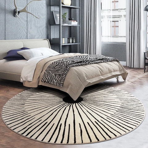 Navak Carpet Modern Simple Style Living Room Round Carpet Home Chair Mat Decoration Striped Large Area Rugs Bedroom Bed End Soft Floor Mats