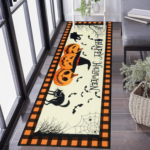 Navak Carpet Halloween Horror Pumpkin Kitchen Hallway Balcony Rugs Home Decor Bedroom Bedside Foot Mat Bathroom Laundry Room Anti-slip Mat