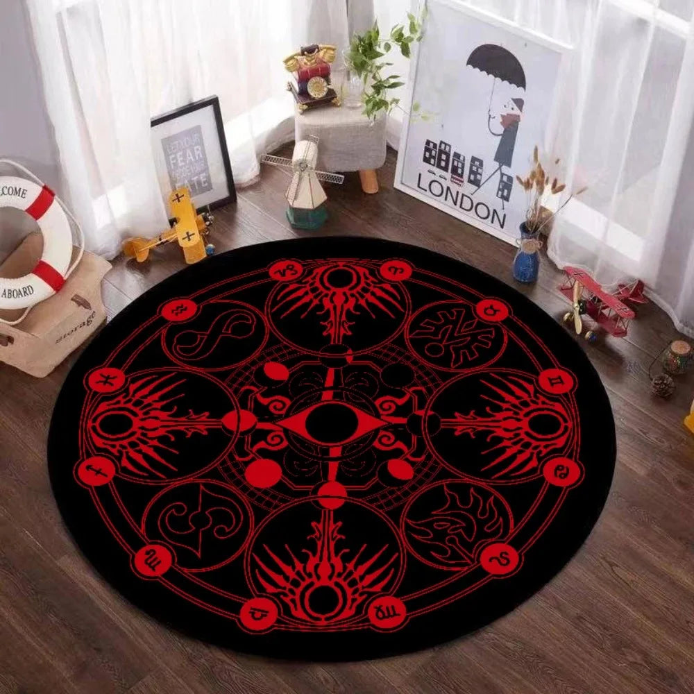 Navak Carpet Mystic Magic Circle Round Theme Interior Non-Slip Rug Bedroom Meditation Zone Ideal Decorative Rug