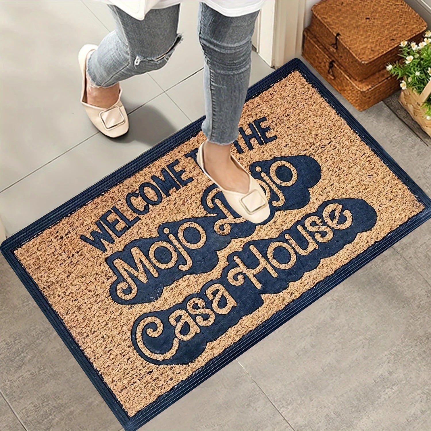 Navak Carpet 1 Piece Polyester Doormat, Welcome to Mojo Dojo Casa House, Rectangular Entrance Mat, Machine Washable, for Bedroom Living Room