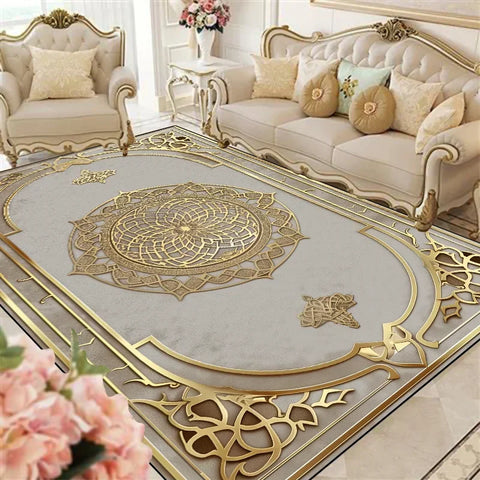 Navak Carpet Luxury European Living Room Rugs Lounge Sofa Coffee Table Anti-slip Carpet Home Room Bedroom Decor Cloakroom Floor Mats Washable