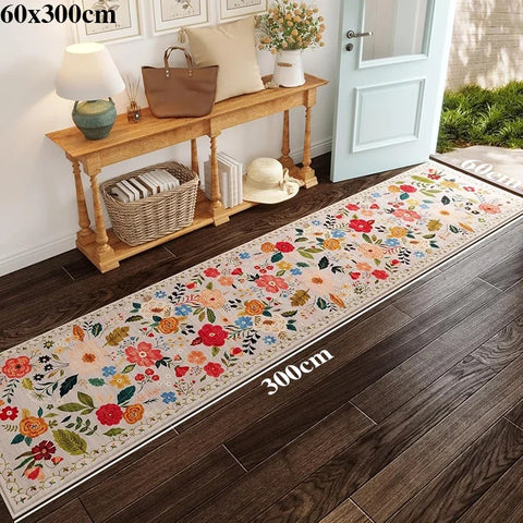 Navak Carpet Hallway Carpet Runway Long Rug Machine Washable Folding Non-slip Floor Mat Spring Flower Home Decoration Rugs for Living Room