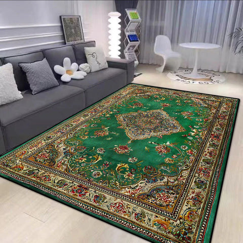 Navak Carpet  Persian Style Big Size Green Carpet Living Room Non-slip Easy Cleaning Coffee Tables Mat Soft Foldable Dining Room Decor Rug