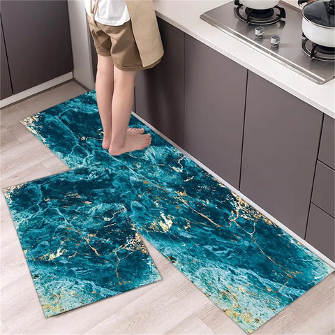 Navak Carpet Marble Pattern Kitchen Floor Mats Non-Slip Doormat for Home Decorative Entrance Rug Modern Simple Style Washable Alfombra Rugs
