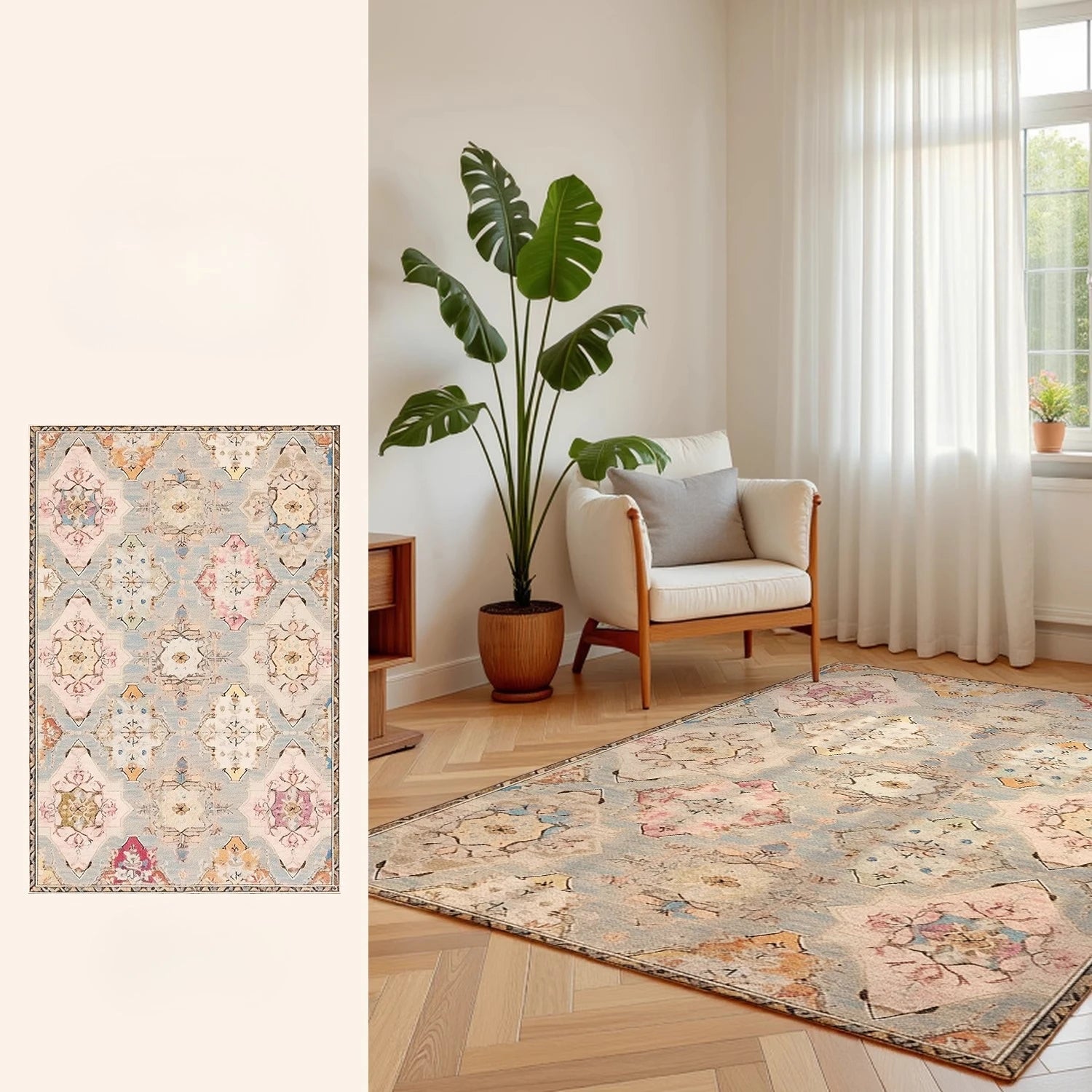Navak Carpet Retro Style Living Room Decoration Plush Carpet Large Area Rugs for Bedroom Thick Washable Lounge Floor Mat Home Fluffy Soft Rug