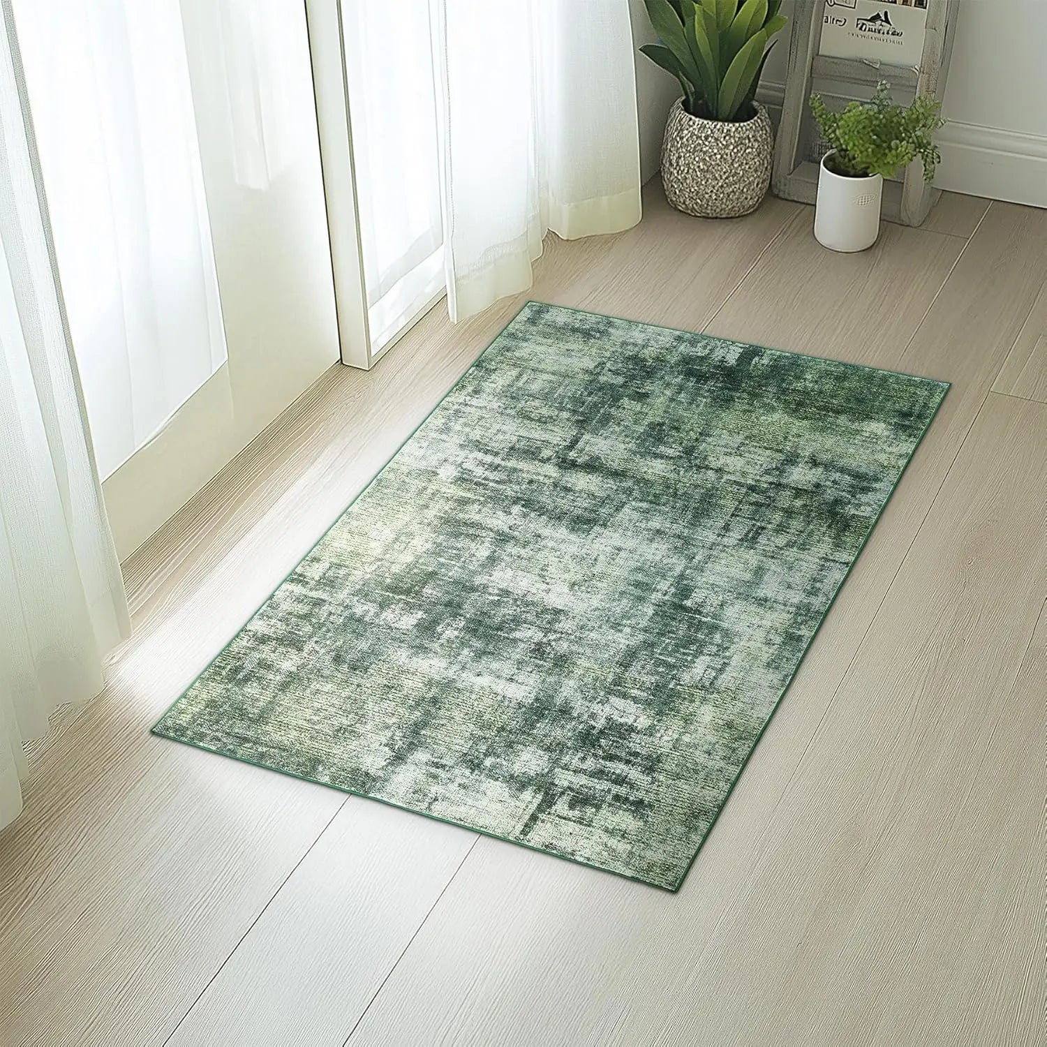 Navak Carpet Green RugLiving Room Washable Abstract Area Rugs Bedroom Non-Slip Soft Carpet Indoor Floor Non-Shedding Rugs for Dining
