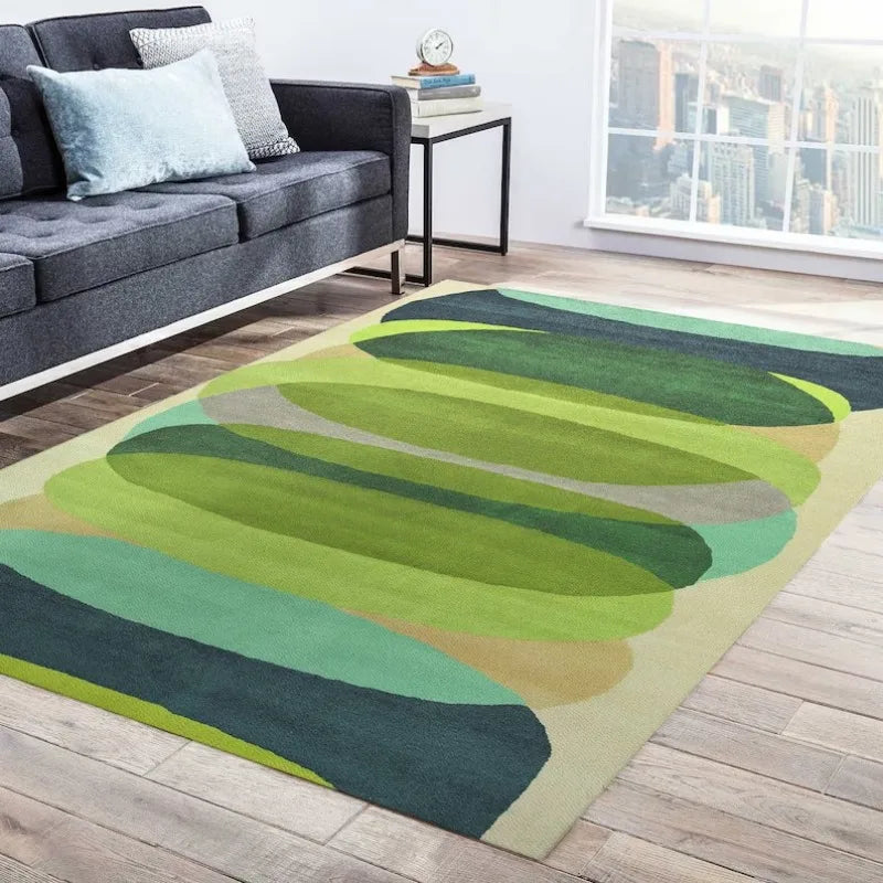 Navak Carpet Bold Yellow Black Geometric Rug–Mid-Century Modern Living Room Decor | Scandinavian-Inspired Abstract Area Rug for Stylish Homes