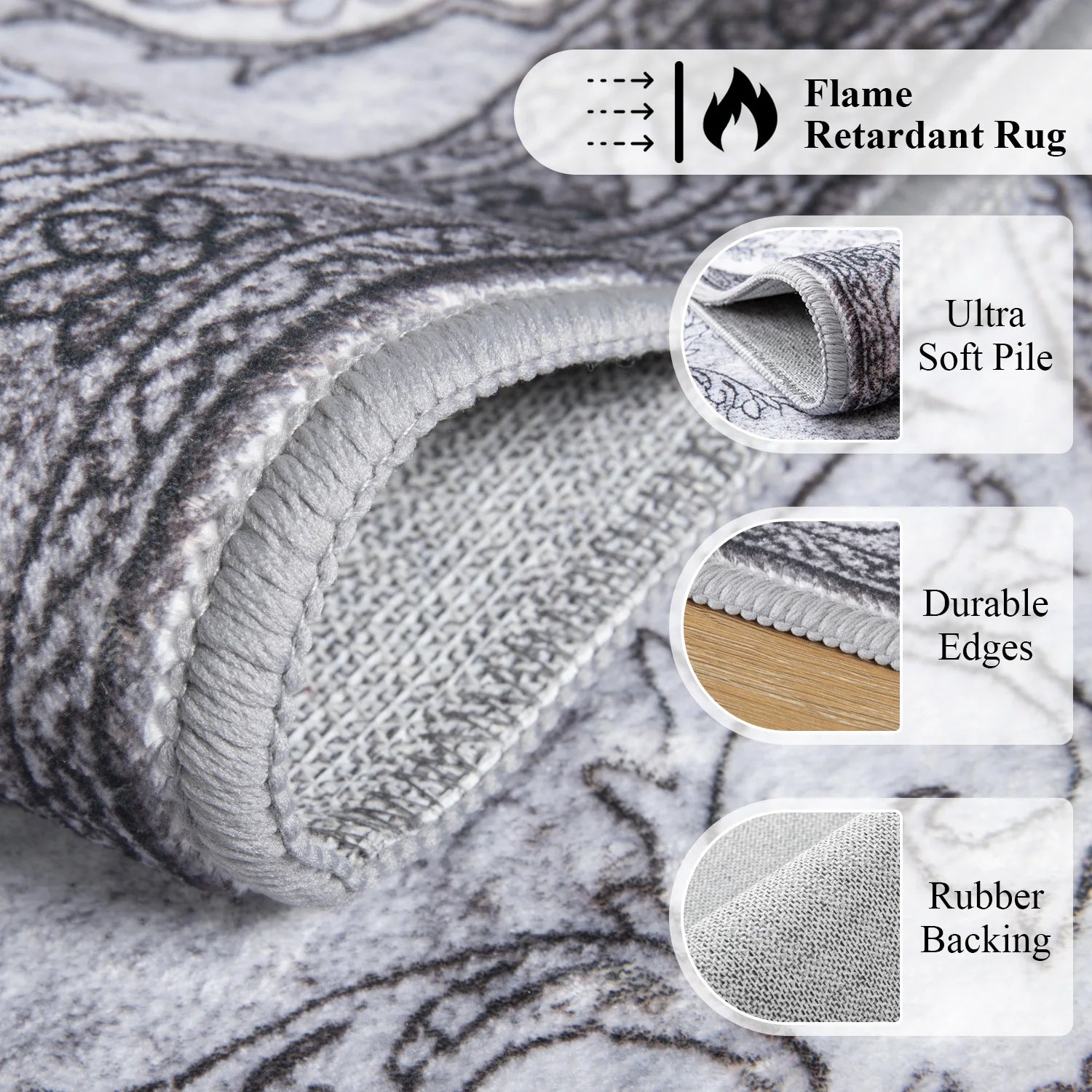 Navak Carpet Area Rugs for Living Room Elegant Floral Traditional Faux Wool Area Rug