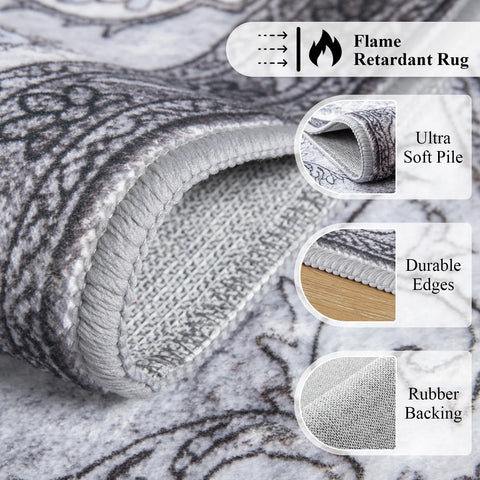 Navak Carpet Area Rugs for Living Room Elegant Floral Traditional Faux Wool Area Rug