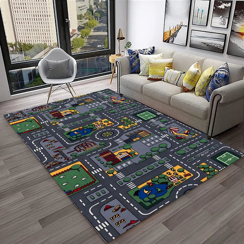 Navak Carpet Child Playmat Traffic Highway City Playroom Carpet Rug for Home Living Room Bedroom Doormat Decor, Area Rug Non-slip Floor Mat