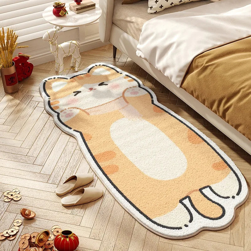 Navak Carpet Cute Cat Carpet Bedroom Bedside Floor Mat Runner Rug Soft Fluffy Long Carpets Cartoon Animal Sweet Girl Home Decoration Rugs