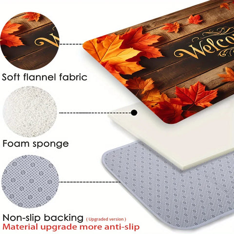 Navak Carpet Fall Thanksgiving Maple Leaves Welcome Door Mat Living Room Entrance Non-Slip Floormat Kitchen Hallway Balcony Rugs Home Decor