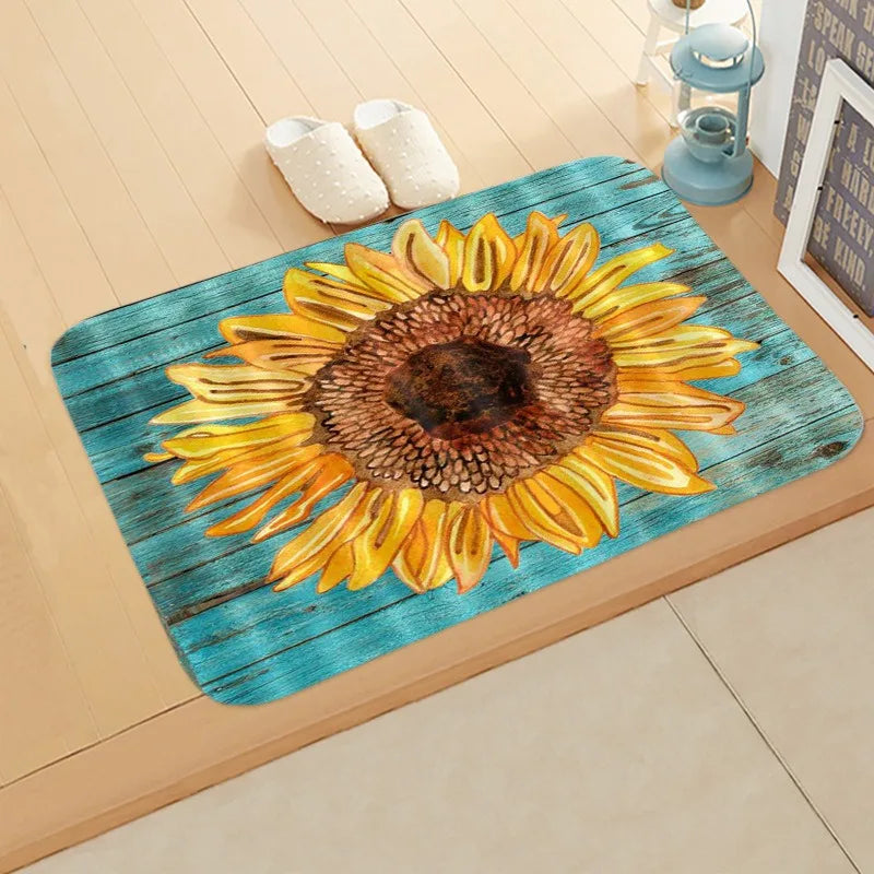 Navak Carpet Sunflower Entrance Welcome Door Mat Flowers Bedroom Bedside Decor Carpet Non-slip Bathroom Kitchen Foot Rugs for Indoor Home