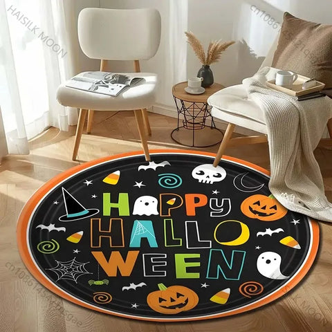 Navak Carpet Head Bat Castle Halloween Round Rugs Carpet Child Room Floor Mats Playroom Upholstery Living Room Bedroom Fashion Gaming Rug