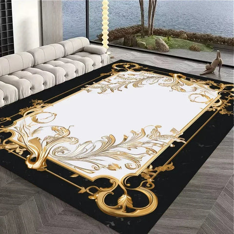 Navak Carpet European Style Large Carpet for Living Room Gold Luxury Decoration Bedroom Area Rug Washable Marble Non-slip Alfombra Tatami Mat