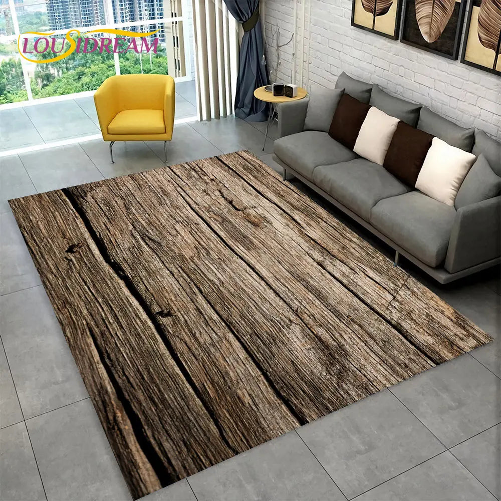 Navak Carpet 3D HD Wood Grain Retro Area Rug Large,Carpet Rug for Home Living Room Kids Bedroom Sofa Doormat Decor,Kitchen Non-slip Floor Mat