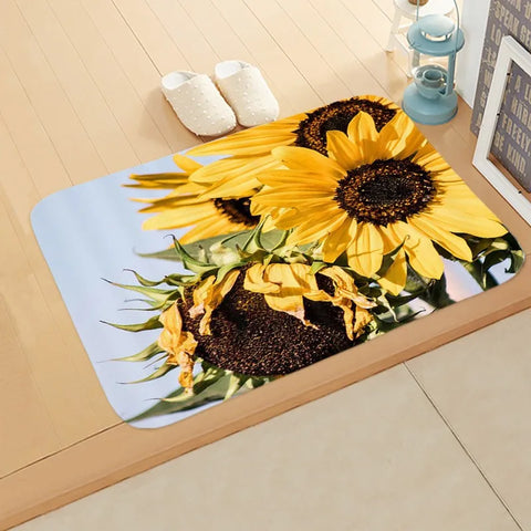 Navak Carpet Sunflower Entrance Welcome Door Mat Flowers Bedroom Bedside Decor Carpet Non-slip Bathroom Kitchen Foot Rugs for Indoor Home