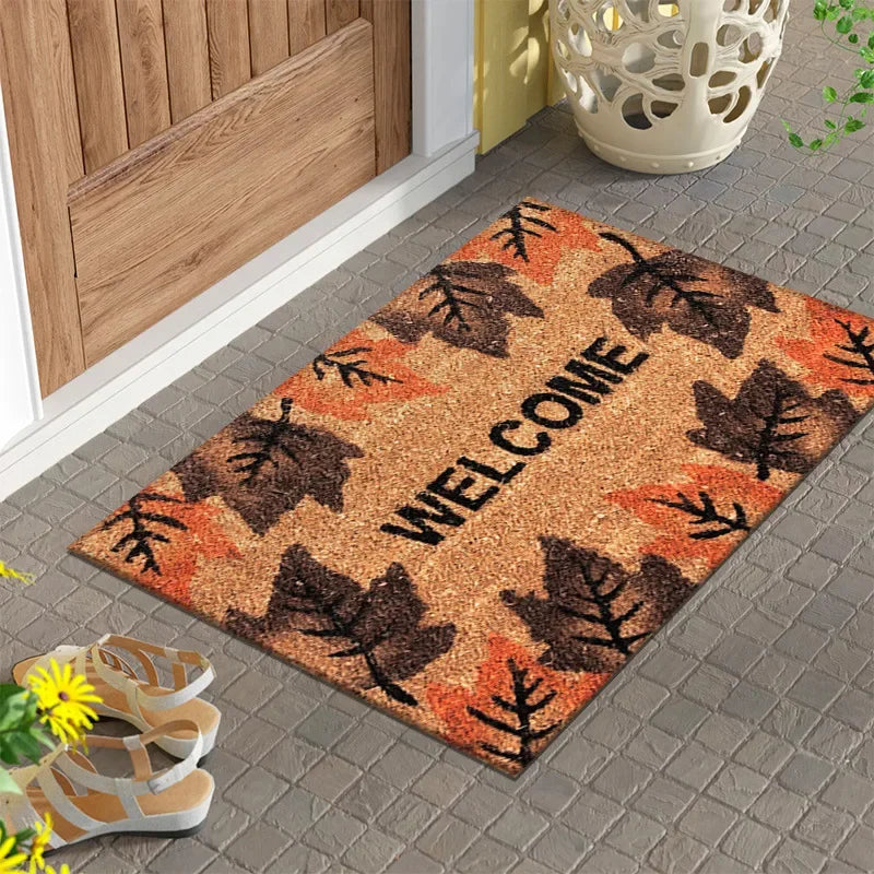 Navak Carpet 1Pc Plant Print Welcome Mat Non Slip Area Rugs On Both Sides Easy To Clean Floor Rug Indoor Outdoor Home Decorations Carpet