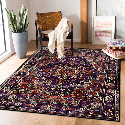 Navak Carpet Persian Retro Carpet for Living Room Decoration Home Bedroom Bedside Non-slip Large Rugs Study Balcony Easy Clean Washable Mats