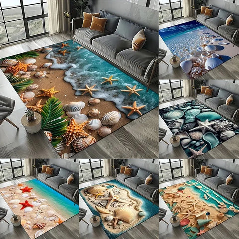 Navak Carpet 3D Beach Shells Rug for Kids' Play Area and Bedroom Non-Slip Decor