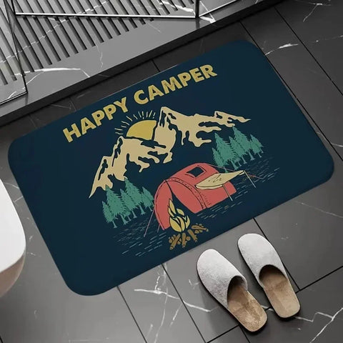 Navak Carpet Happy Campers Rug Non-slip Floor Mat Machine Washable Entrance Carpet for Hallway Bedroom Kitchen and Home Accessories Decor