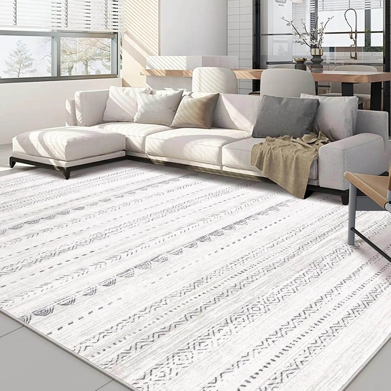 Navak Carpet Bohemian Carpet Moroccan Farmhouse Neutral Wind Anti Pollution Indoor Rug Home Bedroom Dining Table Office Room Decoration Mat