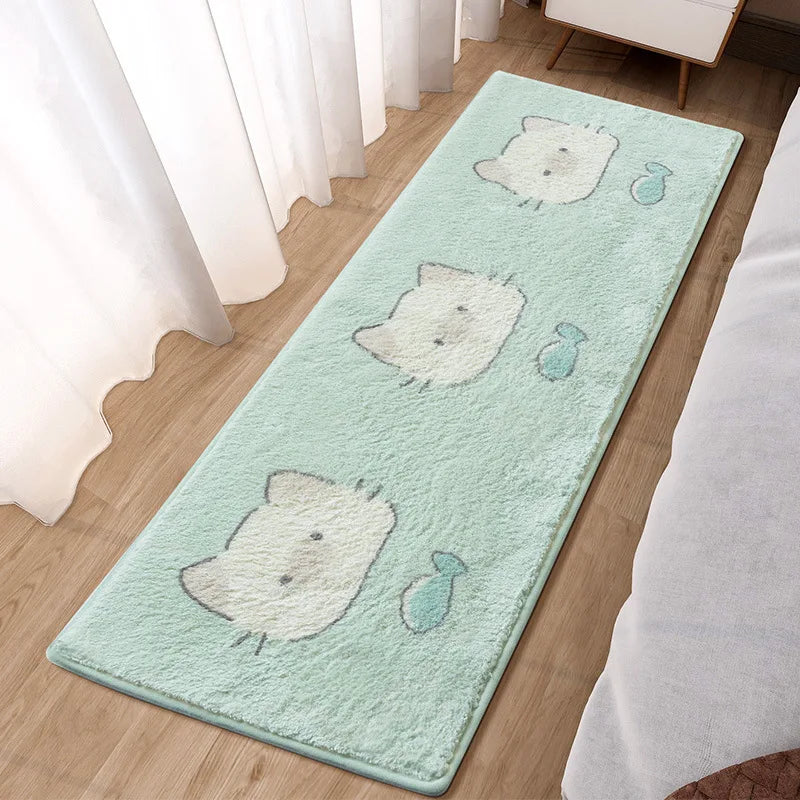 Navak Carpet  Cartoon Faux Lamb Wool Bedroom Bedside Rugs Lovely Rabbit Pink Bed Area Carpet Soft No Icy Feet for Girls Children Bed Room Rug