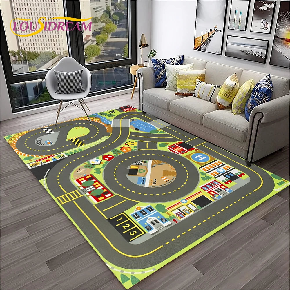 Navak Carpet Child Playmat Traffic Highway City Playroom Carpet Rug for Home Living Room Bedroom Doormat Decor, Area Rug Non-slip Floor Mat