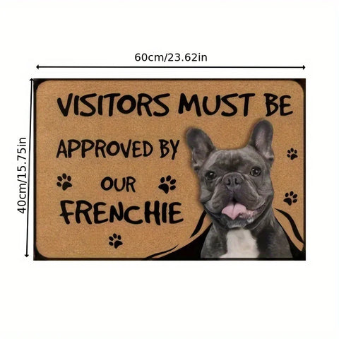 Navak Carpet French Bulldog Anti Slip DoorMat Interesting "Visitor Must Be Approved" Welcome Felt Rug Polyester Decorative Living Room Carpet