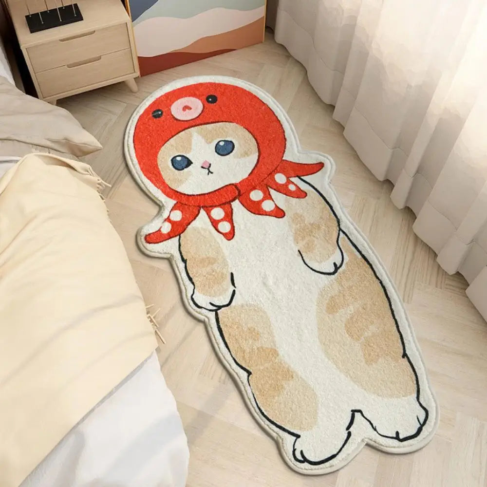 Navak Carpet Cat Imitation Cashmere Rug Bed Blanket Living Room Bedroom Floor Mat Machine Washable Cute Cartoon Bay Window Mat Household Rug